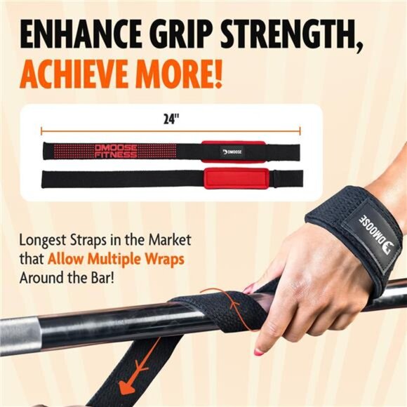Fitness Wrist Straps - Non-Slip Silicone Grip, Deadlift Strap with Padding - Picture 3 of 7